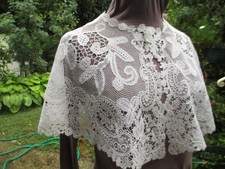 col châle dentelle fuseaux main point à l'aiguille Duchesse de Bruxelles lacet