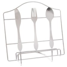 Lutrin support porte livre de cuisine déco Couverts métal chromé