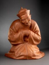 Gaston HAUCHECORNE 'Personnage asiatique priant', Epreuve en terre cuite ArtDéco