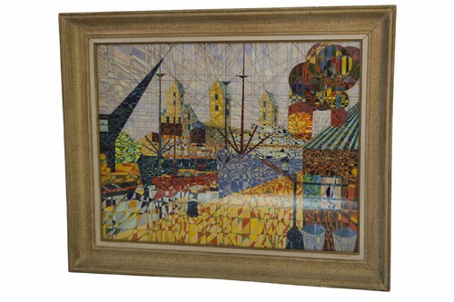 Tableau style cubiste - cubiste, signé
