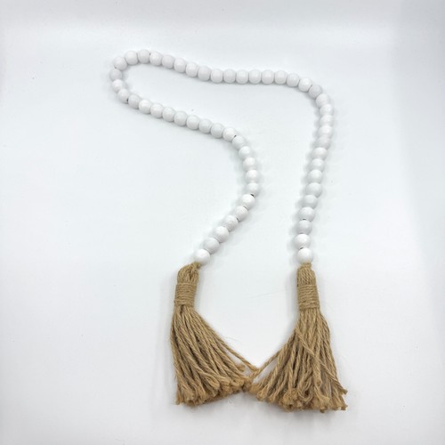 Boho beige white wooden - beige,