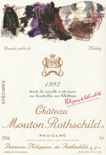 etiquette de vin chateau mouton Rothschild 1992  specimen Kirkeby