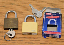 LOT 2 CADENAS vachette ABUS serrure à 1 + 2 CLES made in FRANCE GERMANY jaune