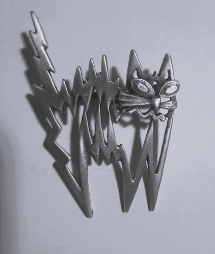 Broche chat métal - , argenté