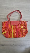 SAC LONGCHAMP couleur Rose/jaune/orange Collection Printemps. Motifs De Bambous.