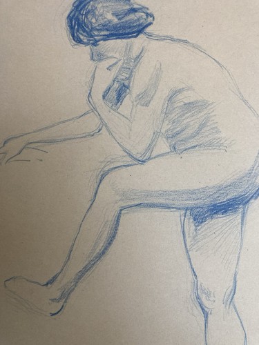 Ancien dessin crayon sur - nu,