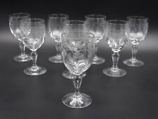8 verres à eau anciens en verre soufflé Portieux décor gravé