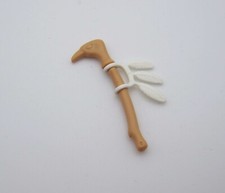 PLAYMOBIL (E153) INDIENS - Tomahawk Hache de Sorcier Beige avec Plumes Blanches 
