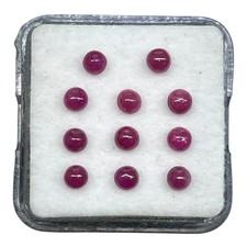 2.3 Cts Naturel Rubis 11 Pièces Lot 3mm Rond Cabochon Beau Rouge Ample Gemmes