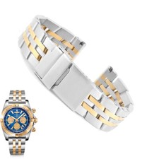 Bracelet Bicolore Pour Breitling Chronomat, Navitimer, Crosswind, Colt Acier/Or