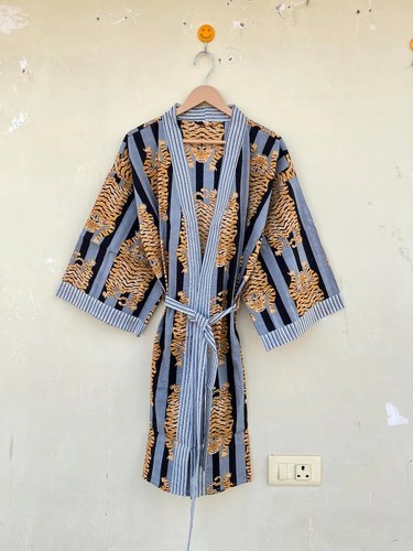 Robe longue kimono coton - longue,