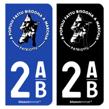Autocollant plaque d'immatriculation 2AB Corse - Ribellu Patriottu