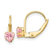 14K or Jaune 4mm Rose Cz Coeur