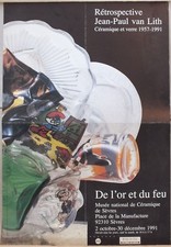 Affiche rétrospective J.-P Van Lith De l'or et du Feu - Musée de Sèvres 1991