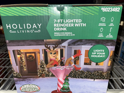 7ft lighted reindeer - in, pink