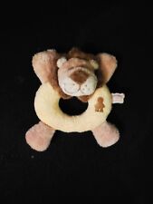 doudou hochet rond lion Baboum Zamba jaune NOUKIE'S 