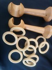 Lot de d anneaux pour double rideaux en bois et 2 supports de barre