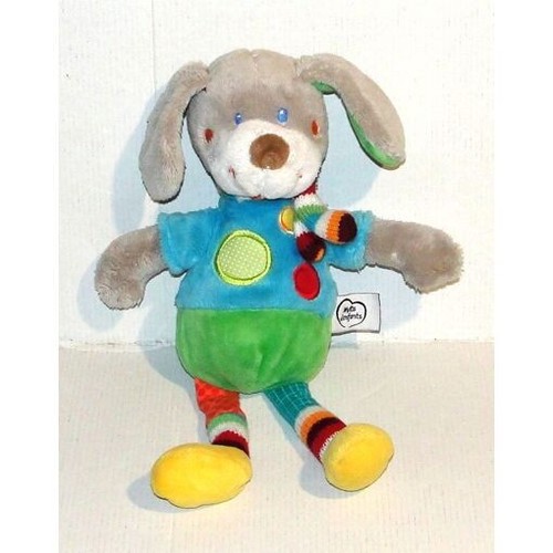 Doudou chien gris - gris, bleu