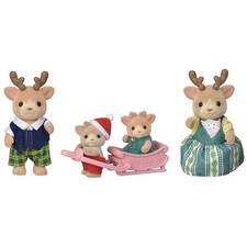 Famille officielle de rennes Sylvanian - 4 figurines avec traîneau bébé et...