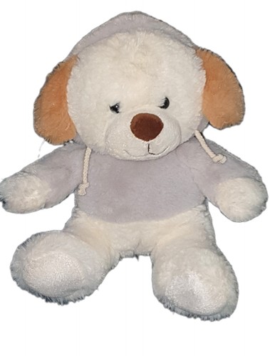 Peluche chien blanc capuche - peluche,