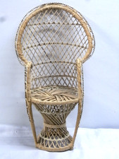 ?? FAUTEUIL ROTIN EMMANUELLE CHAISE MINIATURE MAISON DE POUPEE JUMEAU BRU