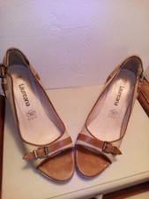 ESCARPINS HAUT 9cm CHAUSSURES T.40 CUIR + LIN/leather HIGH HEELS vintage en TBE