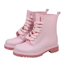 A2Z Femmes Bottes Caoutchouc Lacet Rose Imperméable Pluie PVC Chaussures