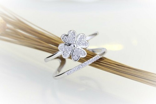 Bague fleur trefle porte - bague,