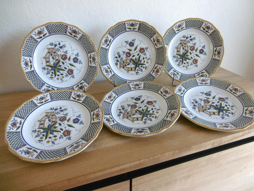 Six assiettes plates faience - six,