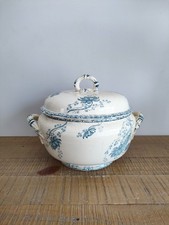 Soupière/Légumier Terre de Fer UC Sarreguemines Modèle Royat Déco Fleur Bleu 