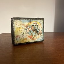 BOITE À THÉ HOLLANDAISE EN TÔLE Motif Rouge-gorge Circa 1930 Bel État Rare !