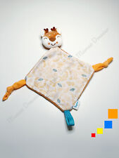 Doudou Plat/Mouchoir Renne/Cerf/Biche Marron Orange Bleu Attache Tétine - Tigex