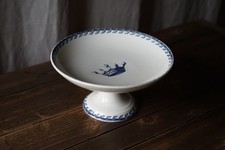 Grand compotier ancien assiette en faience blanche couronne K&G Lunéville