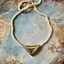 VERITABLE DIAMANT, OR, ARGENT, COLLIER ANCIEN , PERLE UNIQUE CRÉATEUR