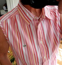 Chemisier LACOSTE pour 42 rayé orange rouge blanc sans manche