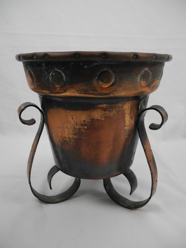 Ancien cache pot métal - cache, cuivre