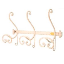 Porte-Manteau Fer Forgé 3 Places Blanc Or Meubles Maison