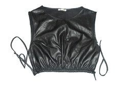ZARA: HAUT TOP COURT NOIR -PU