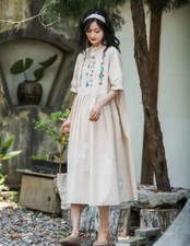 Robe ample brodée - , retro
