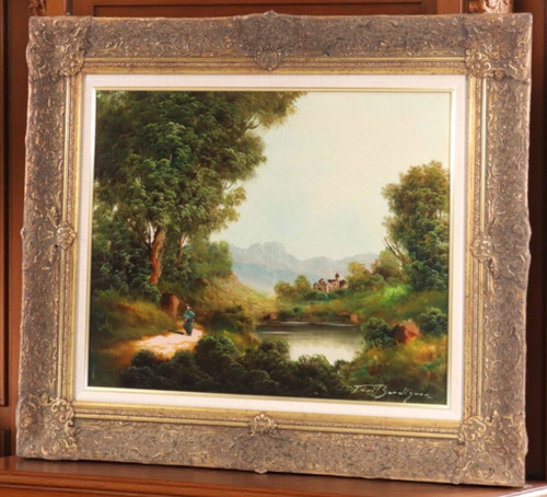 Tableau ancien huile - , paysage
