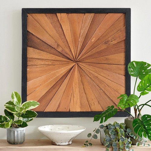 Rustic teak wood wall art - teak,