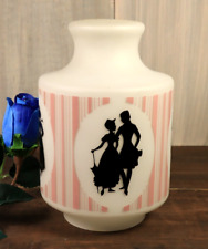 Vintage English Victorian Style Silhouette Glass Pendant Lamp Shade Enameled