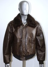 Flight Jacket fourré A-2 Vintage 70s Cuir Marron EXCELLED Taille L Made in USA