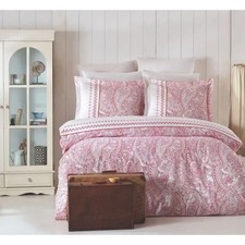 Parure de lit - 1 housse de couette 220x240cm + 2 taies d'oreiller 60x60cm Rose