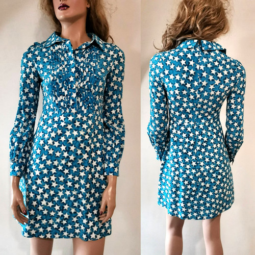 Robe bleue cocktail - , plissée
