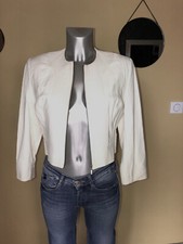 jolie veste courte perfecto en cuir blanc AKHESA taille 36/38 fr (40i) NEUF