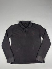 polo napapijri gris manche longue vintage brodé