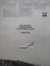 4/1972 PUB PPG INDUSTRIES TRANSPARENCIES FIBER GLASS AVION PAPIER ORIGINAL AD