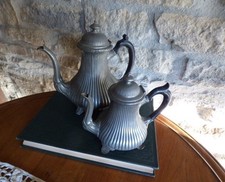 Paire de théières étain Sheffield Vintage