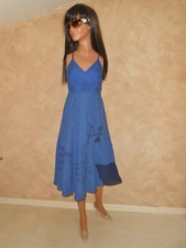 LULU H   Robe Bleue Motifs et Broderies Originale   T  S M